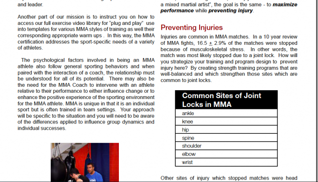 Learning about Injury Prevention with MMA Conditioning Association online course